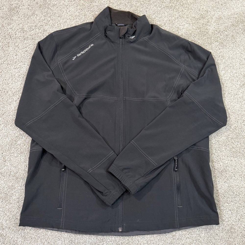 Brooks Shelter Technology Jacket Mens M Black Full Zip Running Windbreaker